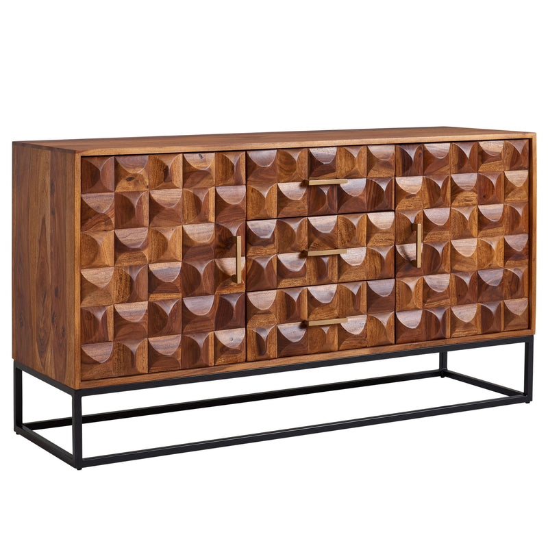 Sideboard 145x81x45cm Sheesham Massivholz Metall Industrial Schubladen