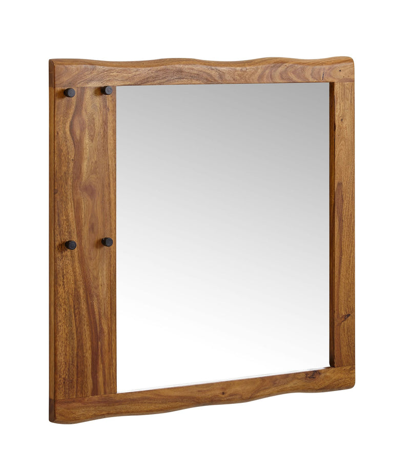 Wandspiegel Sheesham Massivholz 80x80cm Baumkante Modern Flurspiegel