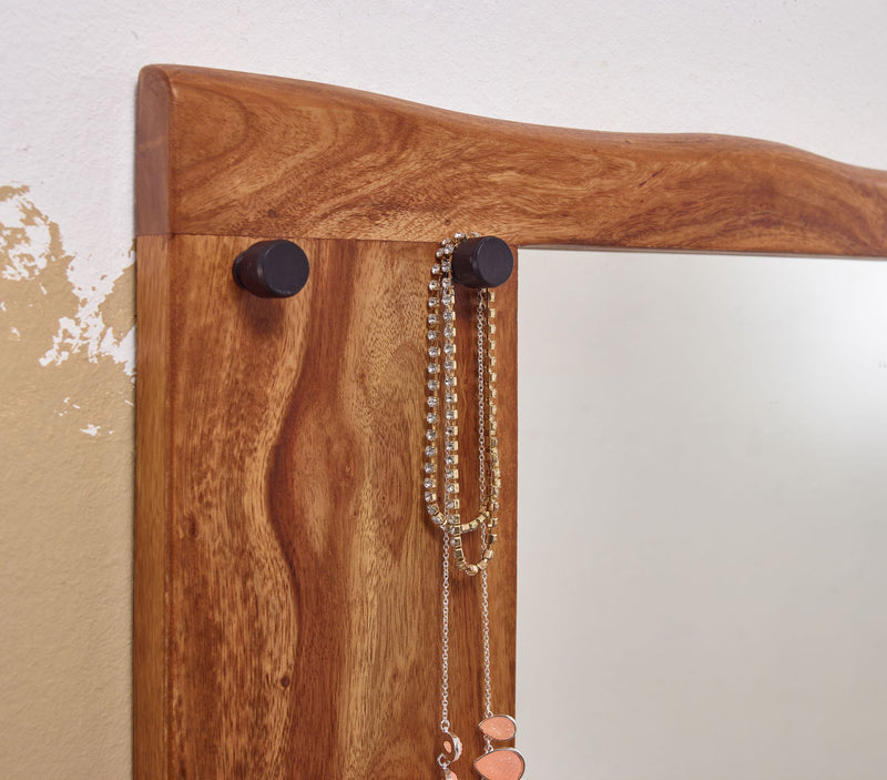 Wandspiegel Sheesham Massivholz 80x80cm Baumkante Modern Flurspiegel