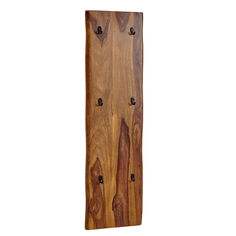 Wandgarderobe Sheesham Massivholz Metall 40x140cm Baumkante Hakenleiste
