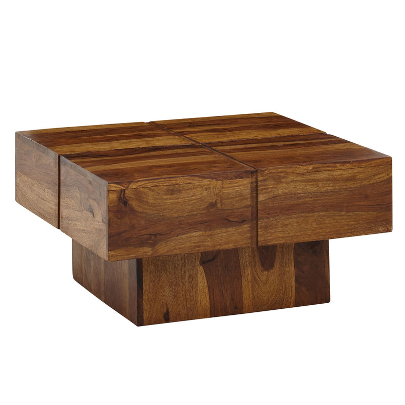 Couchtisch Sheesham Massivholz 57,5x57,5x30cm Quadratisch Modern