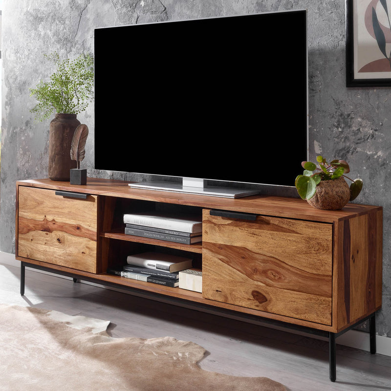 Lowboard Sheesham Massivholz 147x51x38cm TV-Kommode Modern