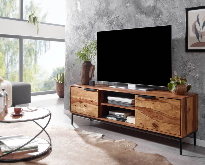 Lowboard Sheesham Massivholz 147x51x38cm TV-Kommode Modern