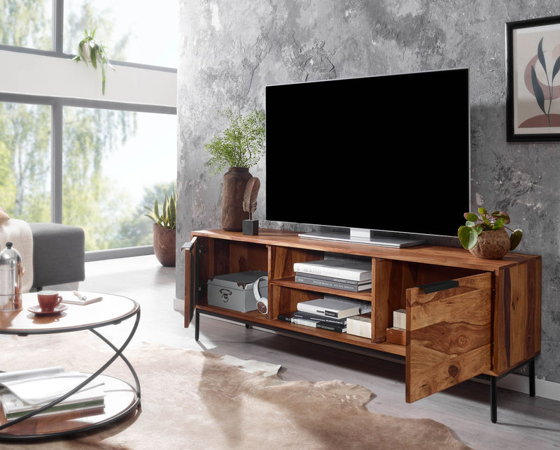 Lowboard Sheesham Massivholz 147x51x38cm TV-Kommode Modern