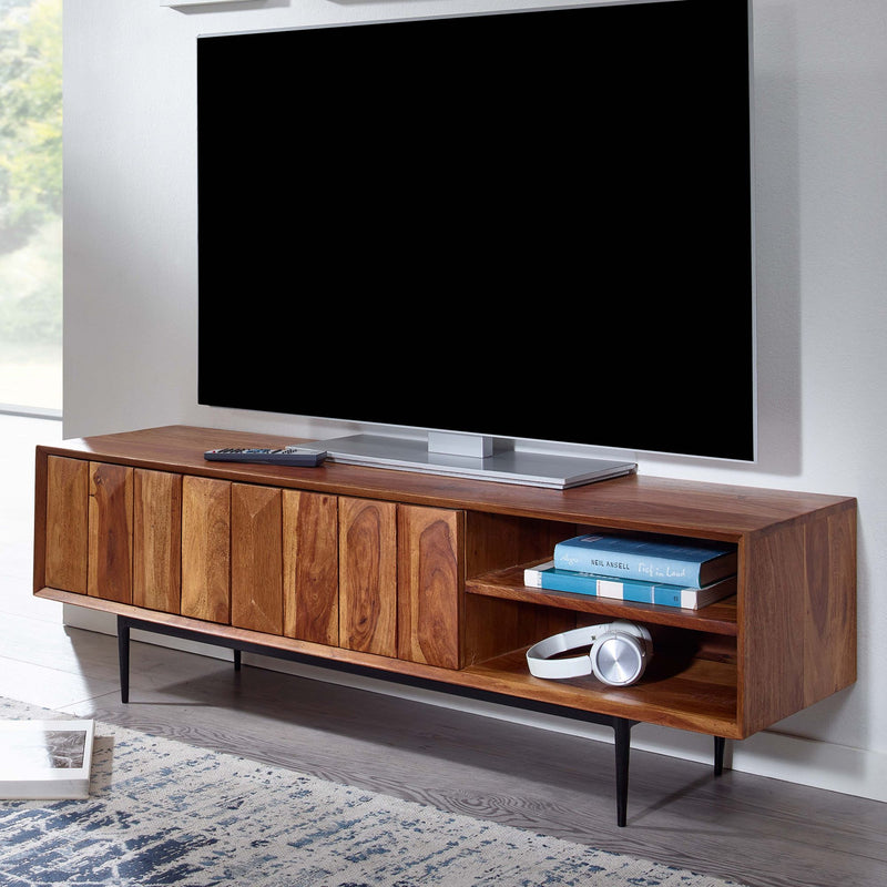 Lowboard Sheesham Massivholz 123x42x35cm TV-Kommode Modern Wohnzimmer