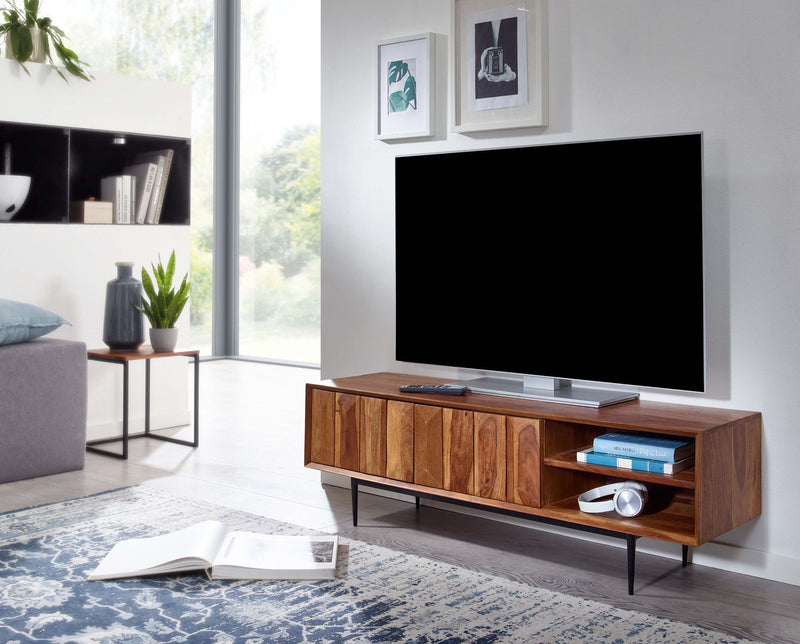 Lowboard Sheesham Massivholz 123x42x35cm TV-Kommode Modern Wohnzimmer