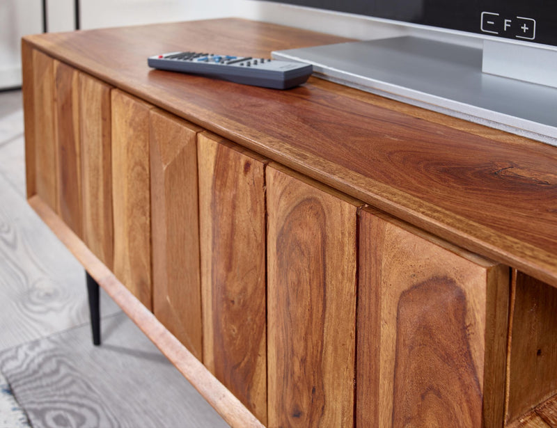 Lowboard Sheesham Massivholz 123x42x35cm TV-Kommode Modern Wohnzimmer