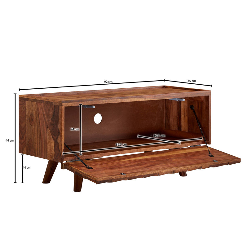 Lowboard Sheesham Massivholz 92x44x35cm TV-Kommode Klapptür Modern