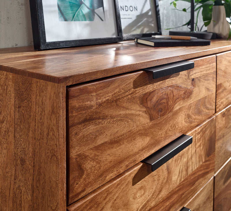 Kommode Sheesham Massivholz Metall Industrial Sideboard 117x80x42 cm