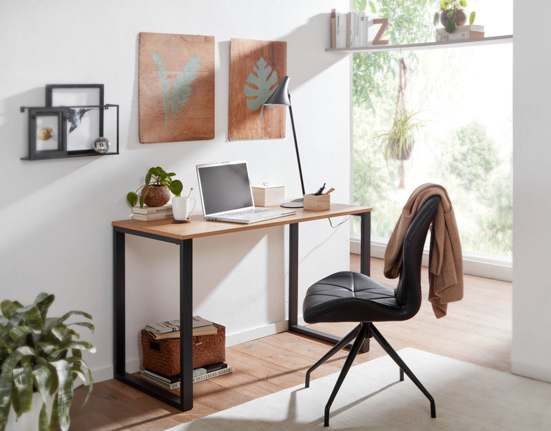Schreibtisch 120x60x76cm Eiche-Dekor Schwarz Metallbeine Homeoffice