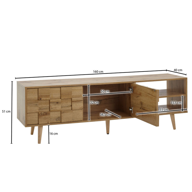 Lowboard Eiche-Dekor 160x51x40cm TV-Kommode 2 Türen Modern