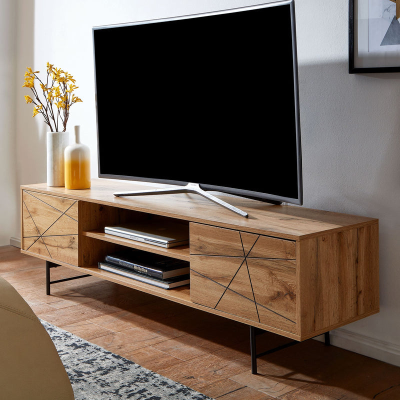 Lowboard Eiche-Dekor 160x45x40cm TV-Kommode 2 Türen Modern