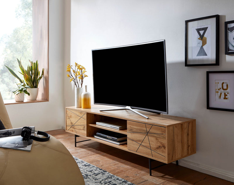 Lowboard Eiche-Dekor 160x45x40cm TV-Kommode 2 Türen Modern