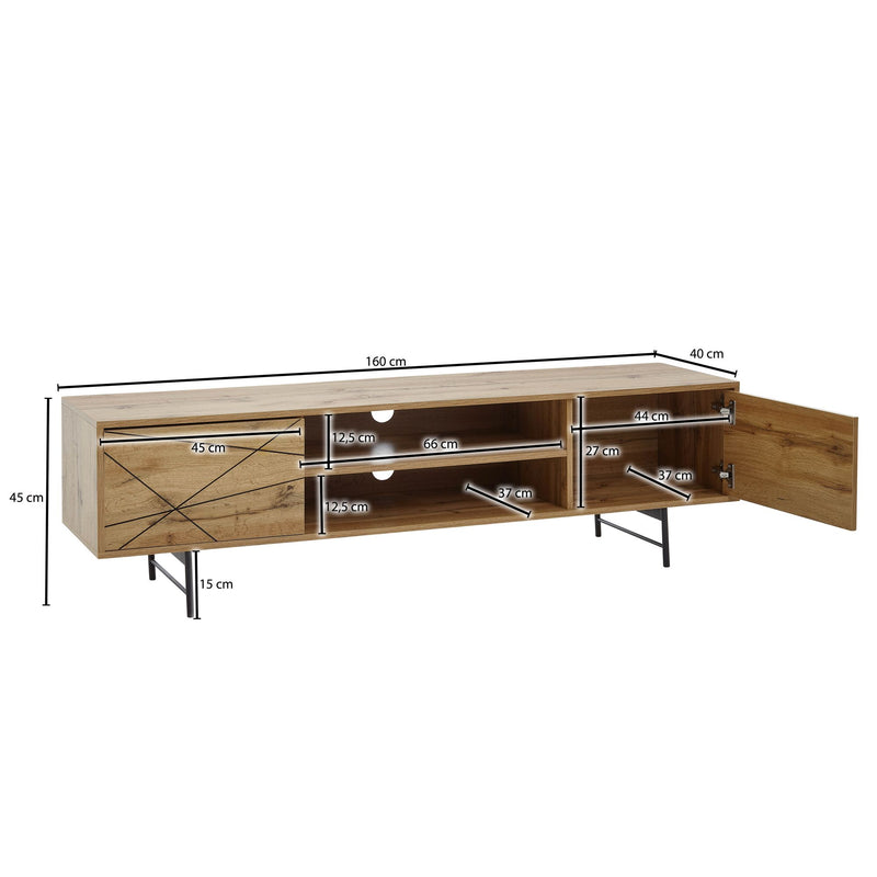 Lowboard Eiche-Dekor 160x45x40cm TV-Kommode 2 Türen Modern