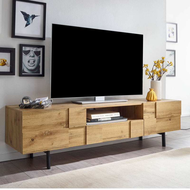 Lowboard Eiche-Dekor 160x46x43cm TV-Kommode 2 Türen Modern