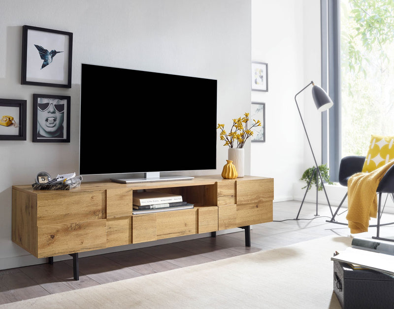 Lowboard Eiche-Dekor 160x46x43cm TV-Kommode 2 Türen Modern