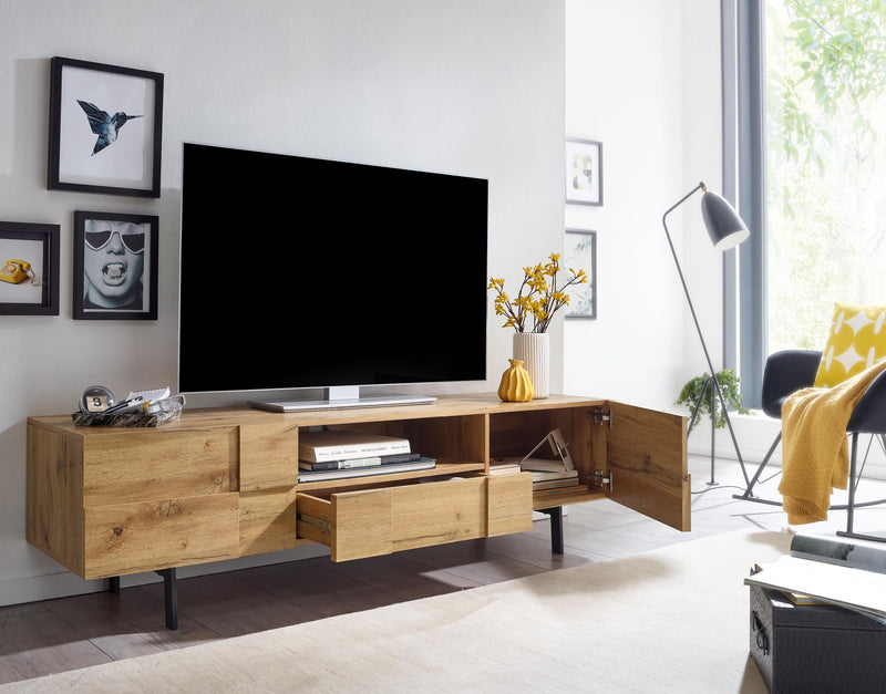 Lowboard Eiche-Dekor 160x46x43cm TV-Kommode 2 Türen Modern
