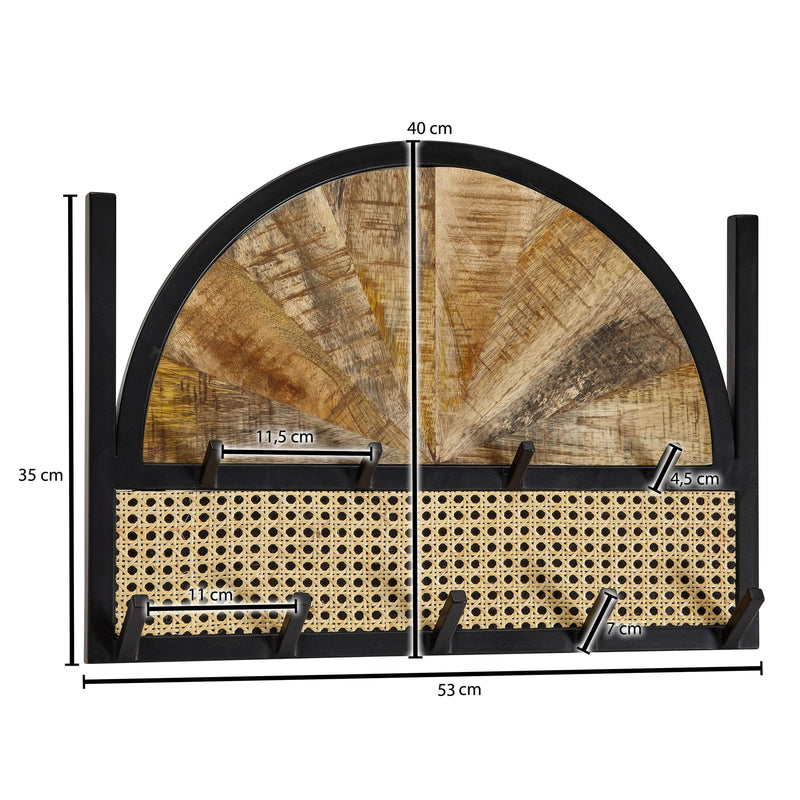 Wandgarderobe Mango Rattan 53x40x7,5cm Hakenleiste Wiener Geflecht