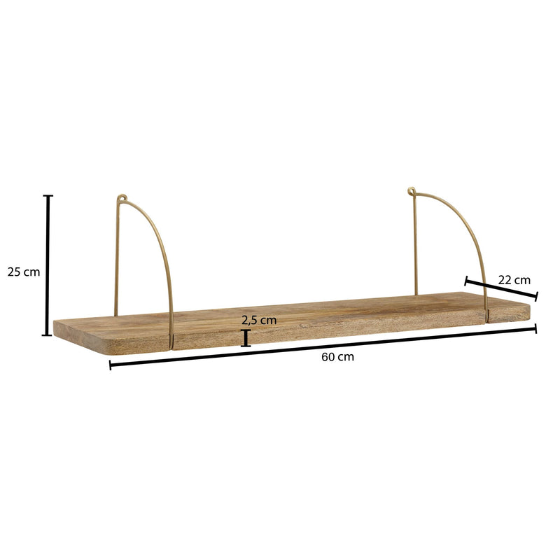 Wandregal 60x25x22cm Mango Massivholz Metall Industrial Design