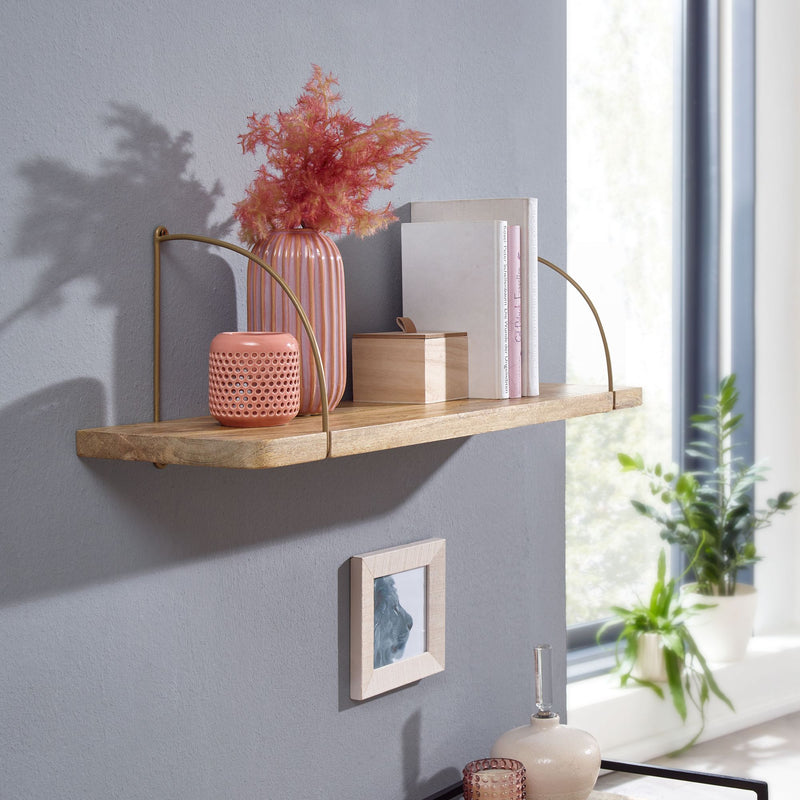 Wandregal 80x25x22cm Mango Massivholz Metall Industrial Design