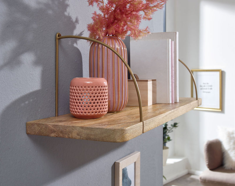 Wandregal 80x25x22cm Mango Massivholz Metall Industrial Design