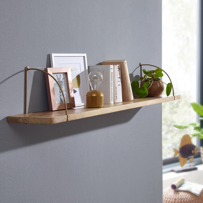 Wandregal 100x25x22cm Mango Massivholz Metall Industrial Design