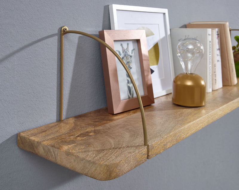 Wandregal 100x25x22cm Mango Massivholz Metall Industrial Design