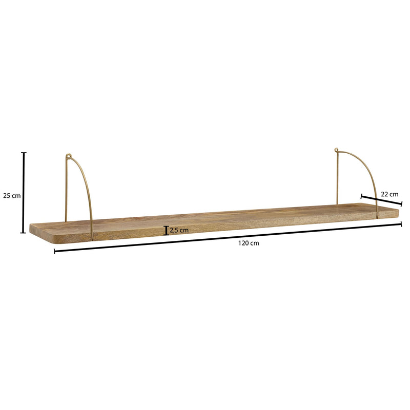 Wandregal 120x25x22cm Mango Massivholz Metall Industrial Design