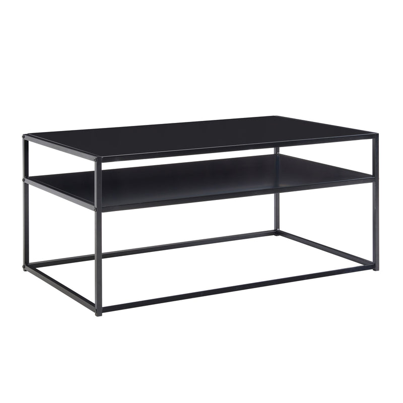 Couchtisch 100x60x45cm Industrial Schwarz Metall mit Stauraum Ablagefach