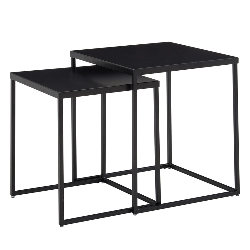 Beistelltisch 2er Set Metall Schwarz Industrial Design Sofatisch Quadratisch