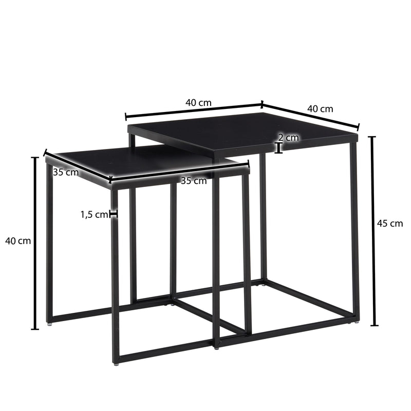 Beistelltisch 2er Set Metall Schwarz Industrial Design Sofatisch Quadratisch