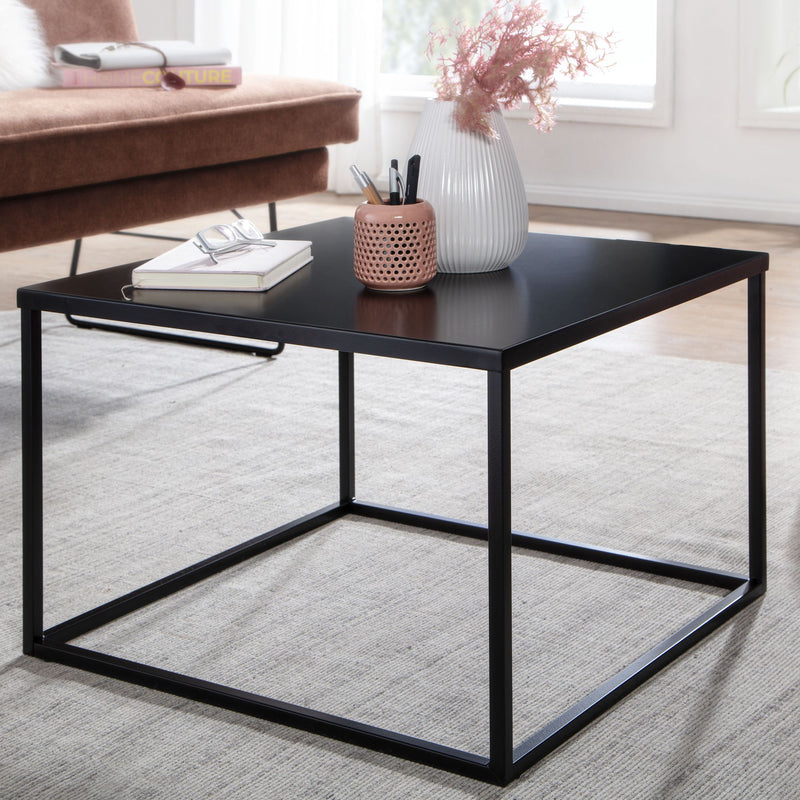 Couchtisch 60x60x40cm Metall Schwarz Industrial Wohnzimmertisch Quadratisch