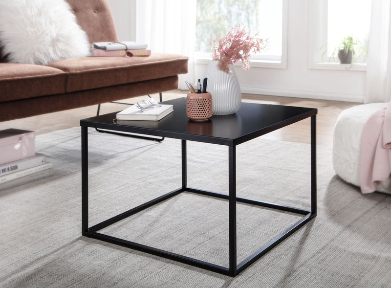 Couchtisch 60x60x40cm Metall Schwarz Industrial Wohnzimmertisch Quadratisch