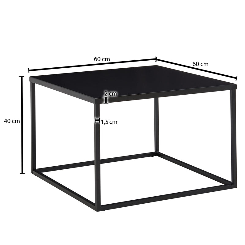 Couchtisch 60x60x40cm Metall Schwarz Industrial Wohnzimmertisch Quadratisch