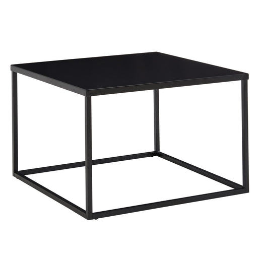 Couchtisch 60x60x40cm Metall Schwarz mit quadratischer Tischplatte und Industrial-Metallgestell in Gesamtansicht.