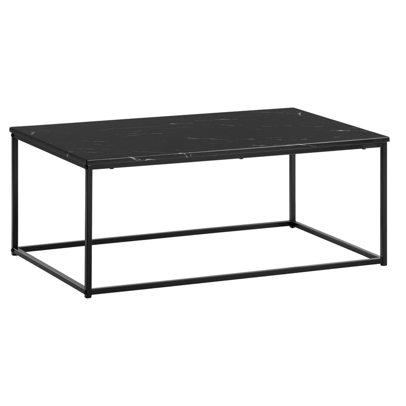 Couchtisch 100x60x40cm Marmoroptik Schwarz Metallgestell Eckig