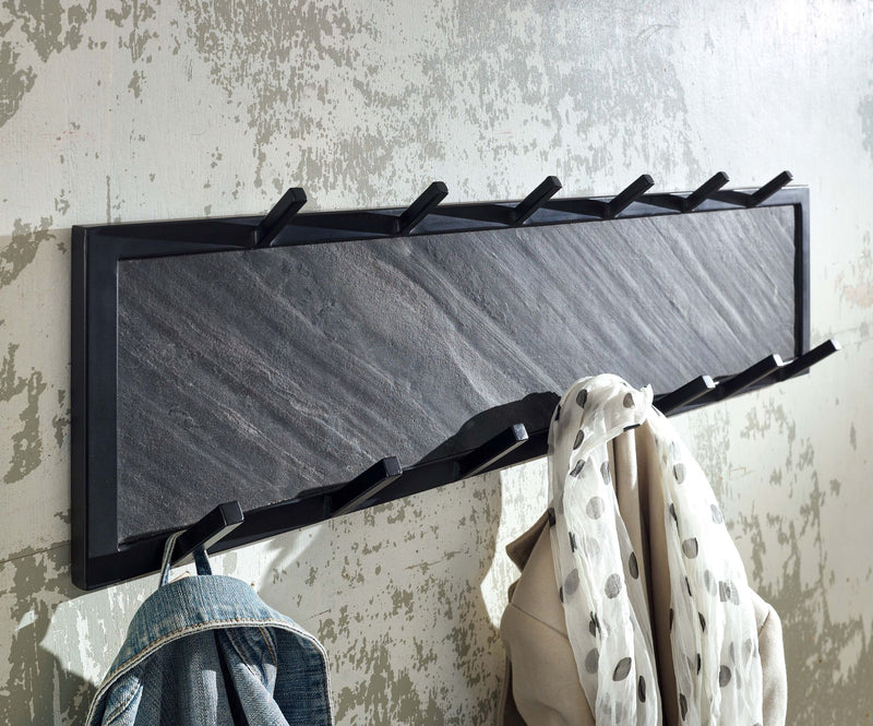 Garderoben-Set Sitzbank Wandgarderobe Mango Massiv Schwarz 110cm Industrial