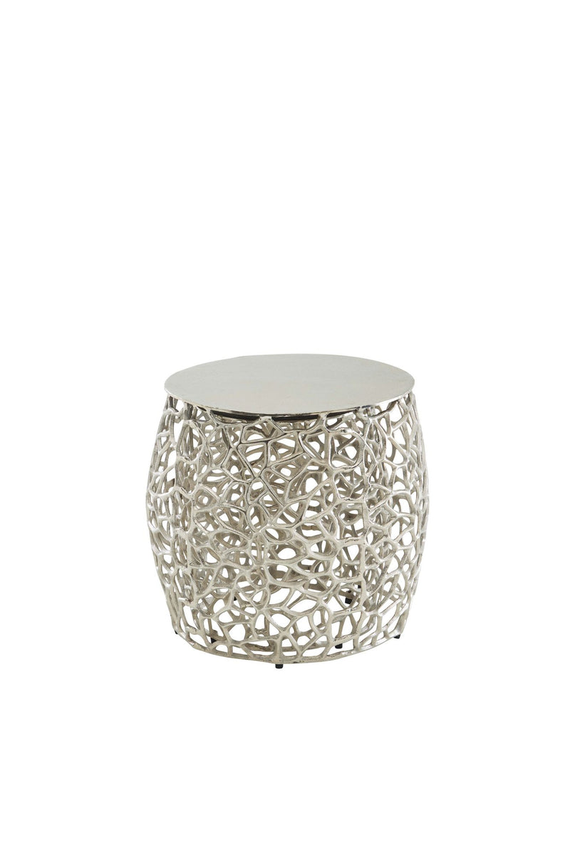 Beistelltisch 2er Set Aluminium Silber Rund Modern Wohnzimmer