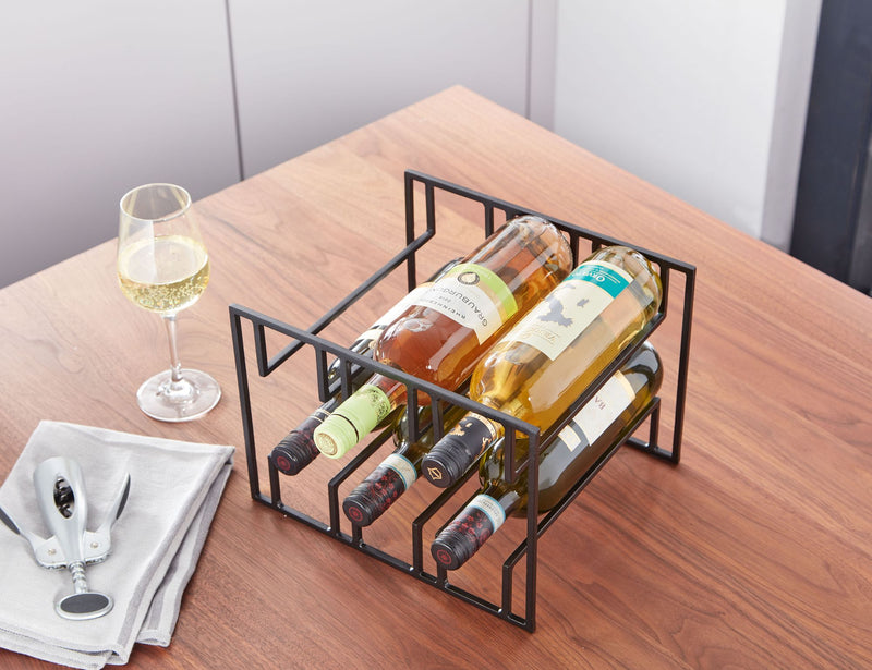 Weinregal 6 Flaschen Metall Schwarz Modern 29x21x25 cm