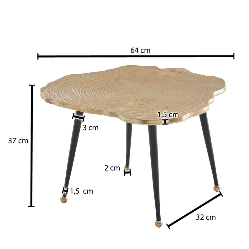 Couchtisch Aluminium Baumscheibe 64x64x37cm Gold Rund Modern Wohnzimmer