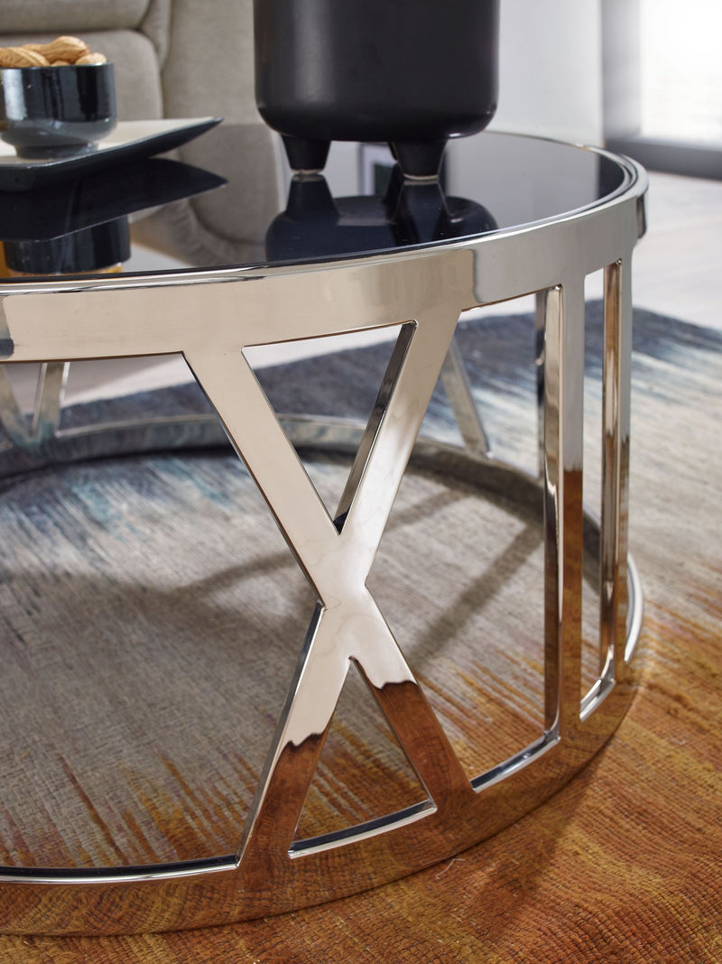 Couchtisch Glas Metall 60x60x30cm Rund Silber Modern Wohnzimmer