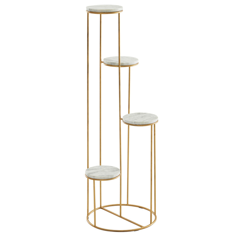 Blumenständer Marmor Weiß Gold 4 Ablagen Modern 36,5x107,5 cm