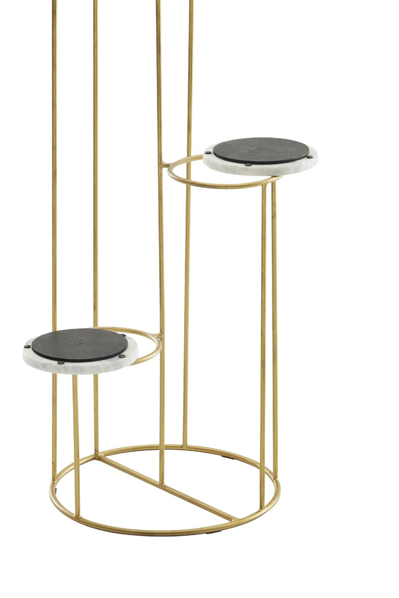 Blumenständer Marmor Weiß Gold 4 Ablagen Modern 36,5x107,5 cm