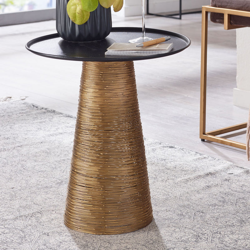Beistelltisch Gold Schwarz 40x40x45cm Aluminium Rund Modern Hoch