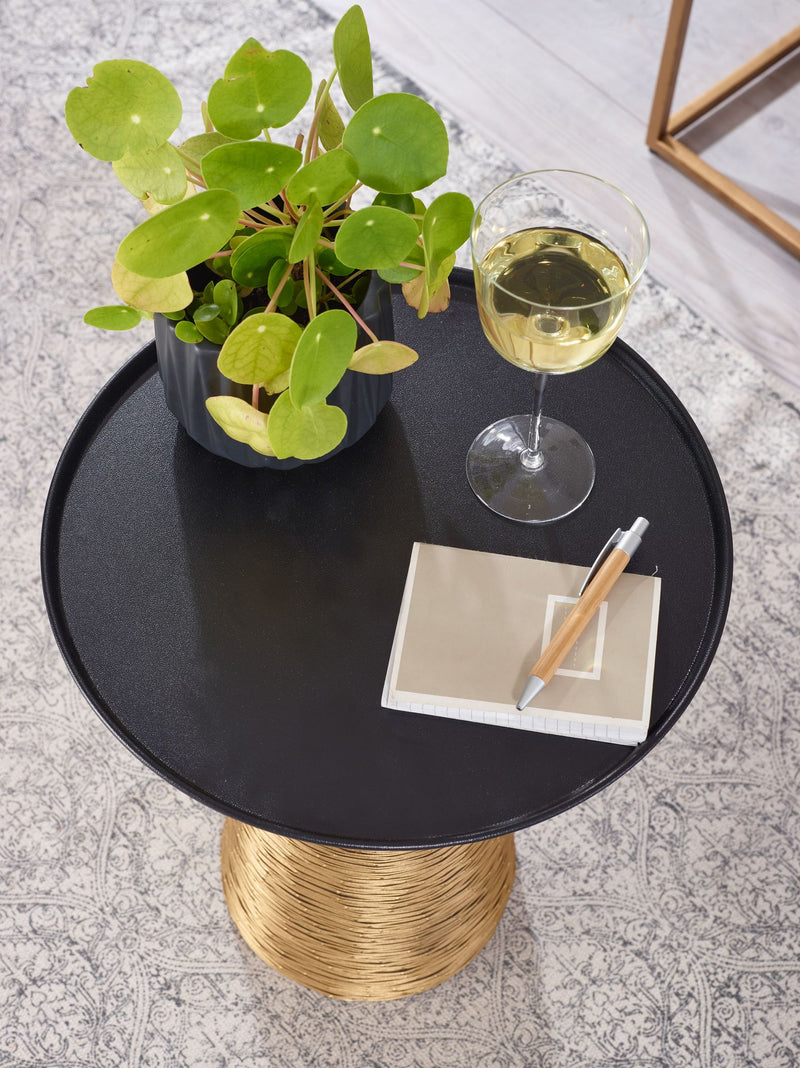 Beistelltisch Gold Schwarz 40x40x45cm Aluminium Rund Modern Hoch