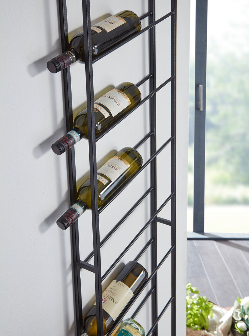 Weinregal Wand Metall Schwarz 36x150x8cm für 8 Flaschen Hängend