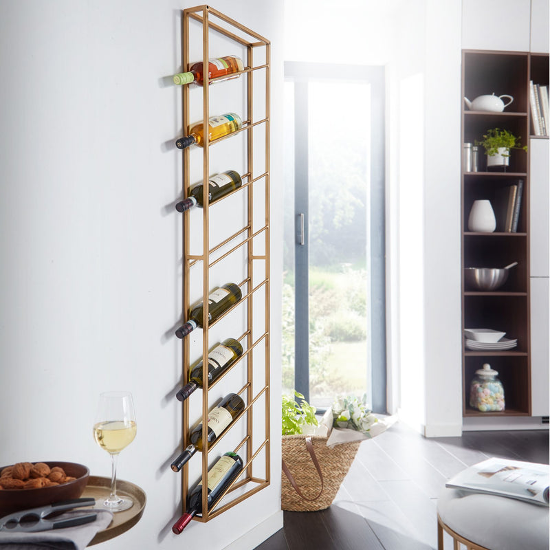 Weinregal Wand Metall Gold 36x150x8cm für 8 Flaschen Hängend
