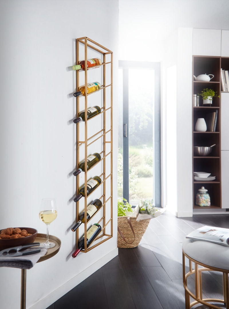 Weinregal Wand Metall Gold 36x150x8cm für 8 Flaschen Hängend