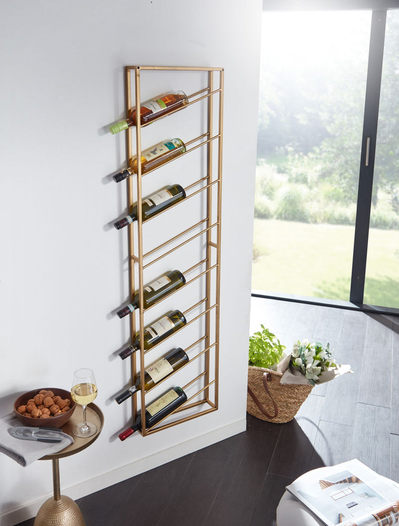Weinregal Wand Metall Gold 36x150x8cm für 8 Flaschen Hängend