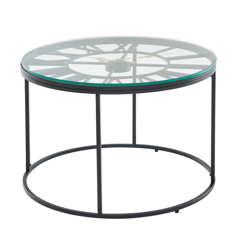 Couchtisch Glas Metall 60x60x43cm Schwarz Rund Modern Wohnzimmer